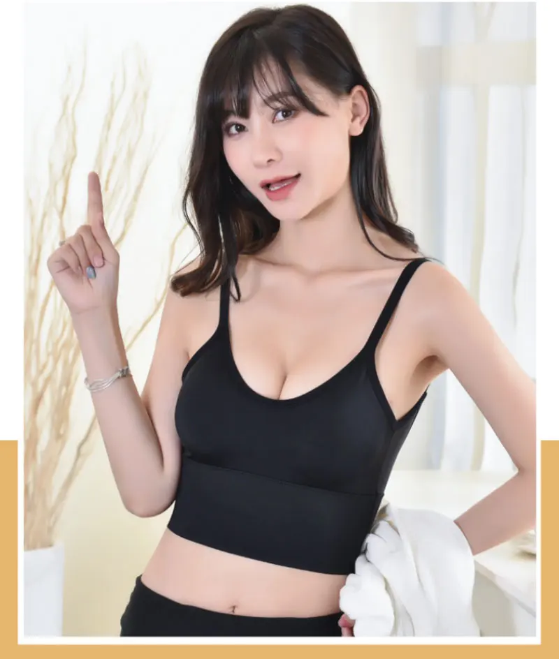 Description Picture 3 of itemWomen Bra Ice Silk Backless Open Back Tank Top Seamless Bralette U Type Low Back Bras Push Up Wirefree Underwear Sexy Sports
