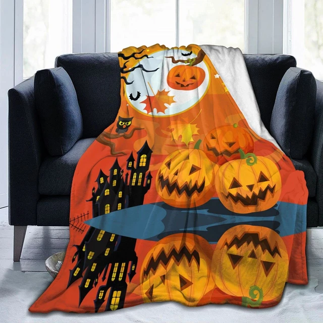 Halloween Decke Laterne Kürbisse mit für Sofa Bett Couch Stuhl