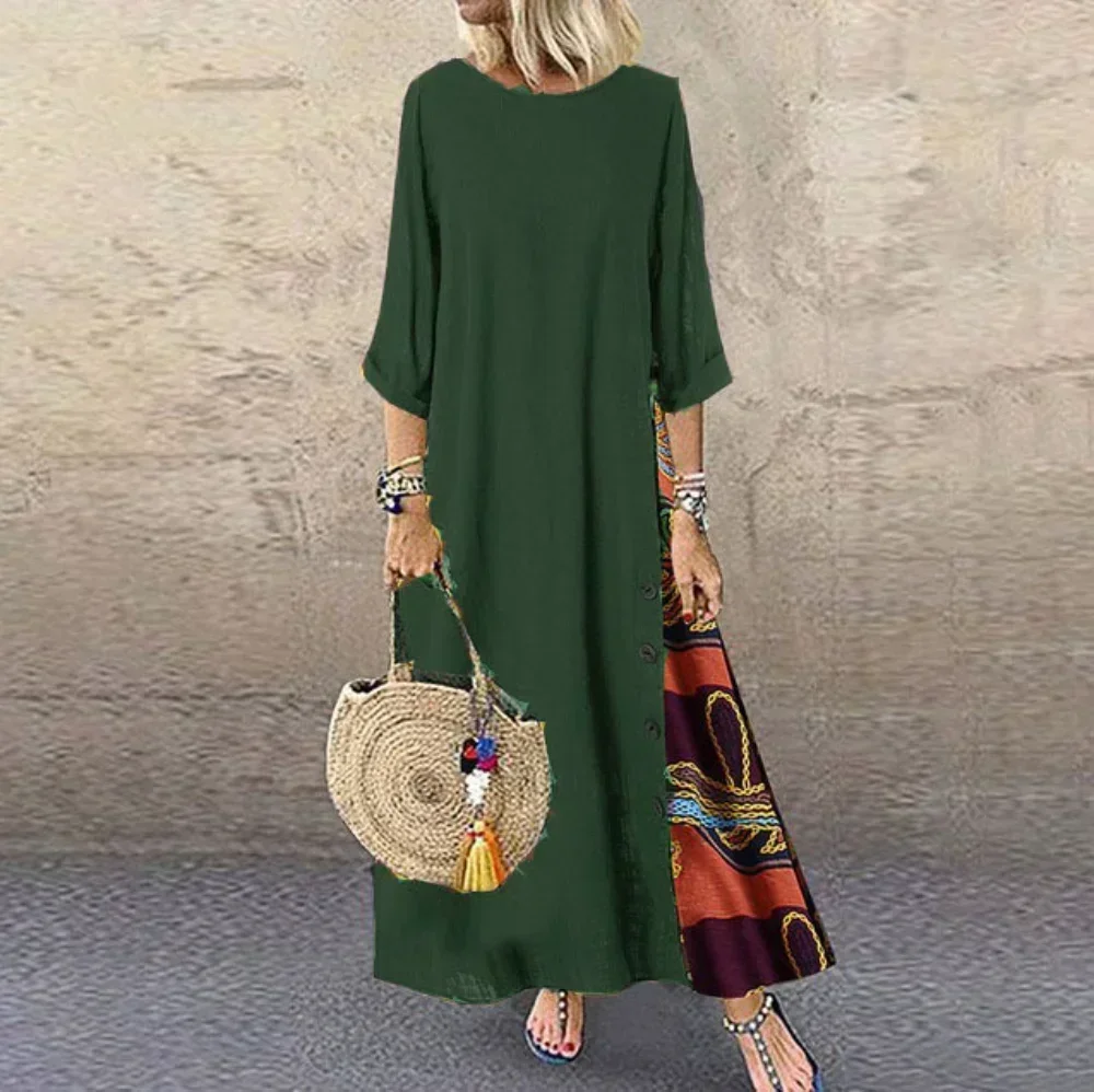Fashion Loose Maxi Dress Women Ethnic Style Boho Long Dresses Vestidos Casual Summer Vintage Thin Woman Clothes Robe Femme