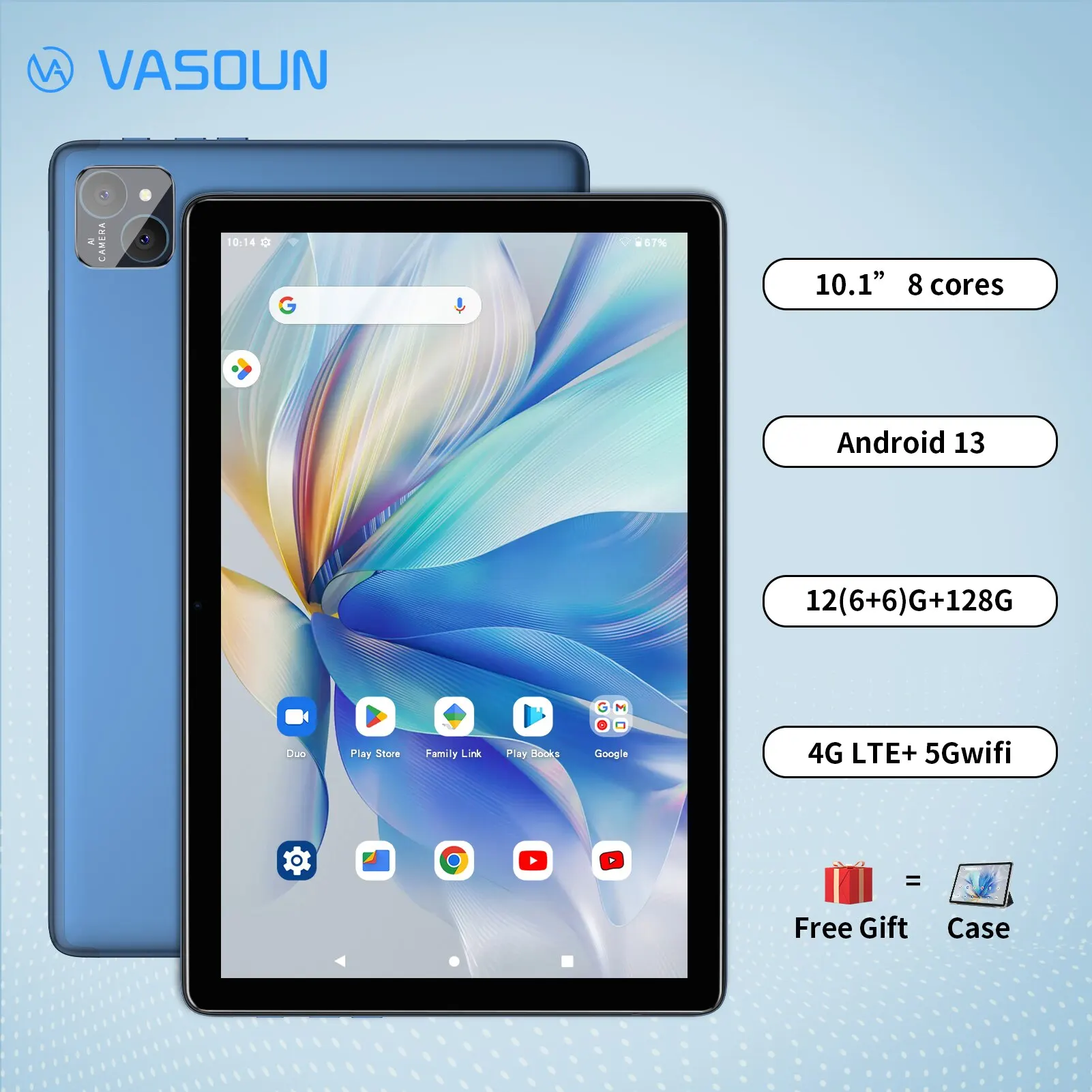 VASOUN Android 13 Tablet 10.1, 12GB(6+6 Expand) RAM, 128GB ROM, Octa Core,  Dual SIM 4G Unlocked With 2.4G/5G WiFi GPS - AliExpress