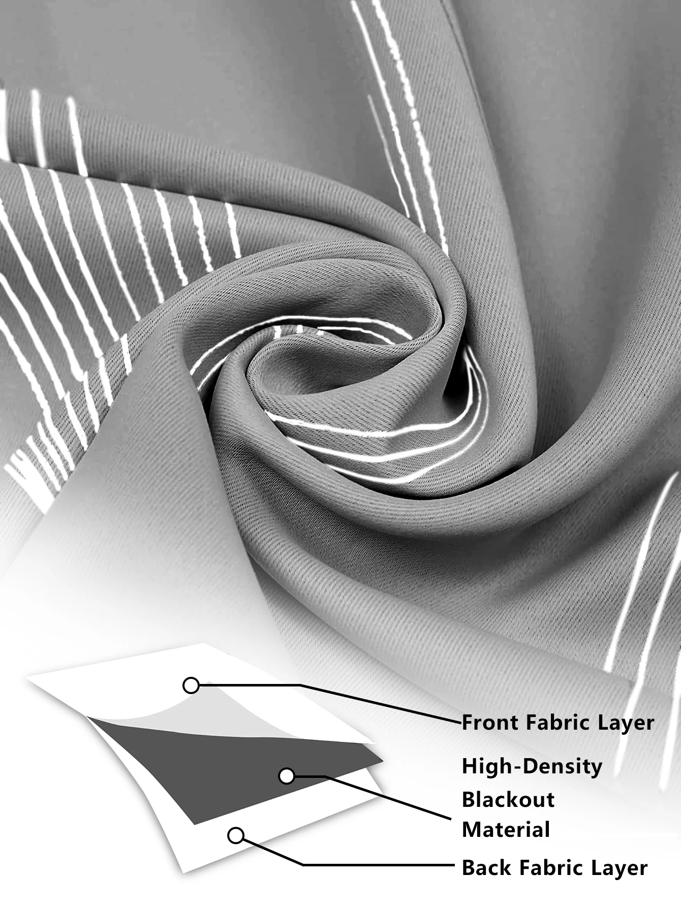 High Precision Blackout Curtains - Silver Embossed Wave Pattern for Light Blocking and Heat Retention