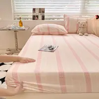 Skin-friendly Bedsheet Pure Cotton Bed Linen Stripe Style Bed Cover Single Mattress Protector sabanas (Pillowcase Need Order) 2