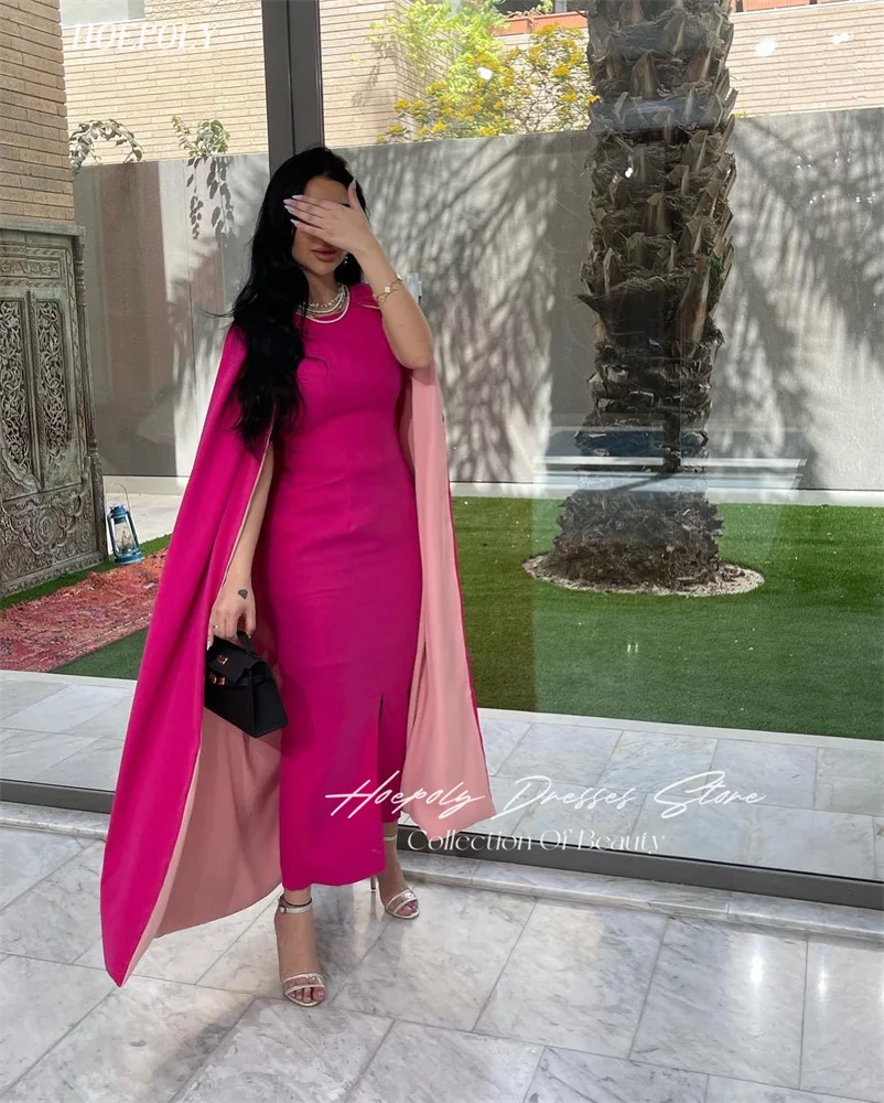 

Hoepoly O Neckline Prom Dress Ankle-Length With Long Shawl Sleeves Evening Summer Party Dress For Women2023