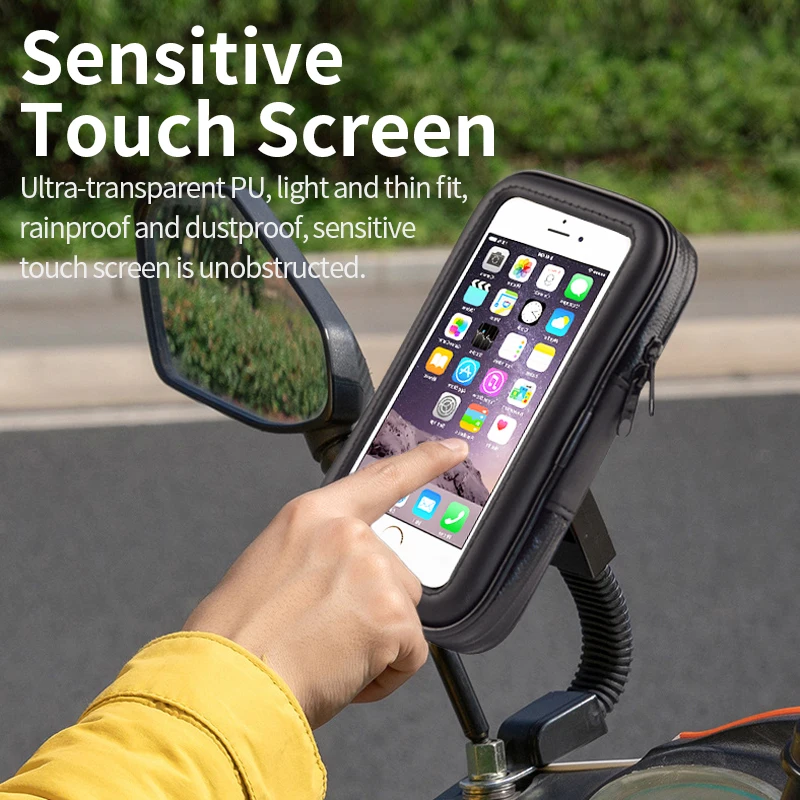 Motorcycle Telephone Holder Support Moto Bicycle Rear View Mirror Stand  Mount Waterproof Scooter Motorbike Phone Bag for Samsung - AliExpress