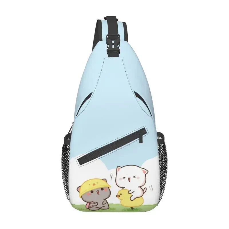 Cool Cartoon Mochi Peach And Goma Sling Bags for Travel Hiking Men Crossbody Chest Backpack Shoulder Daypack