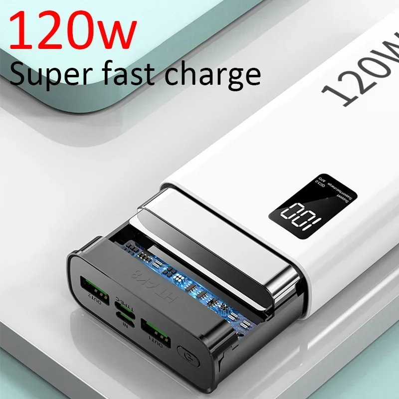 120W High Capacity Power Bank 50000mAh Fast Charging Powerbank Portable Battery Charger For Xiaomi  iPhone Samsung Huawei 4