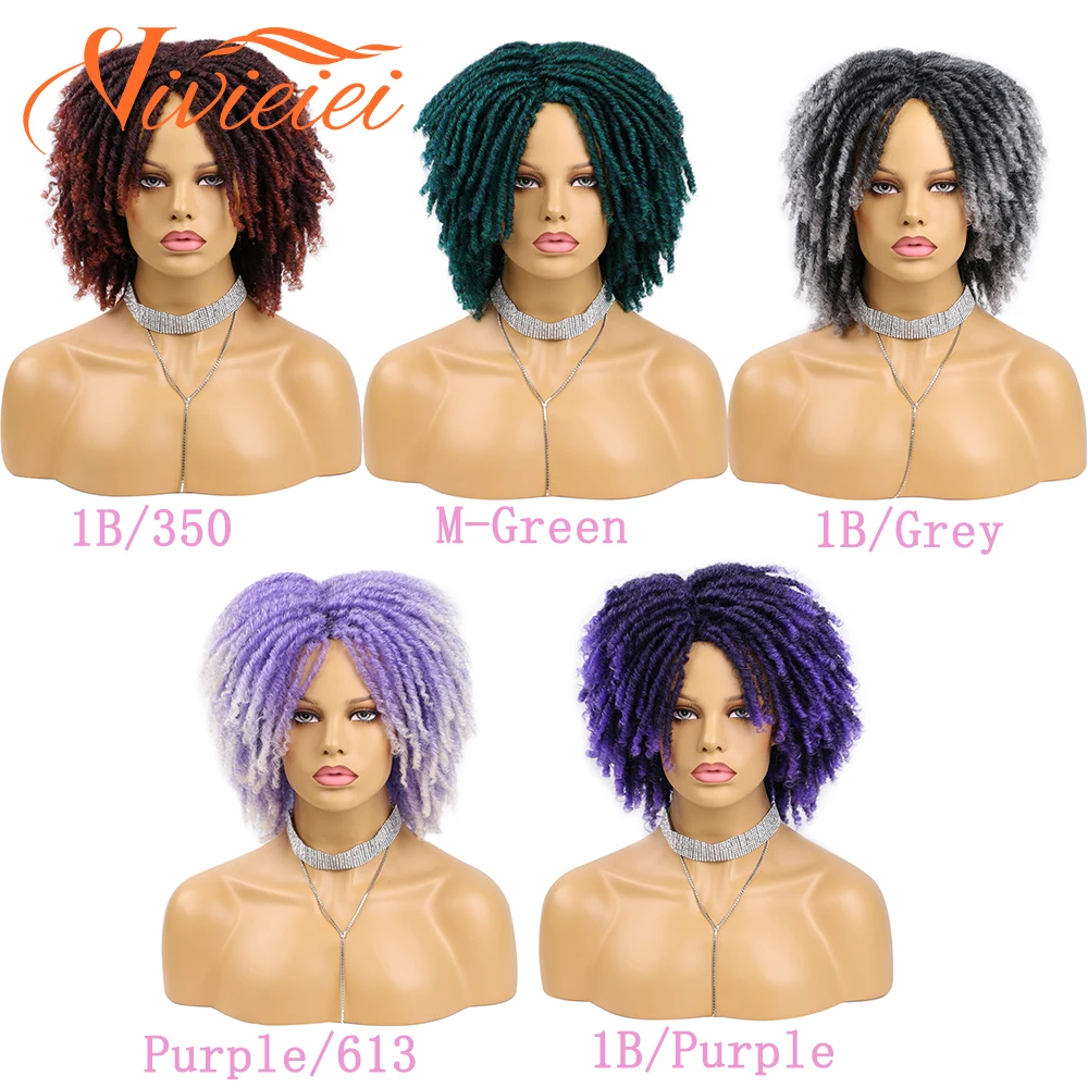 Afro Curly Dreadlock Wig Short Twist Synthetic Braided Wigs Ombre Synthetic Wigs for Black Women