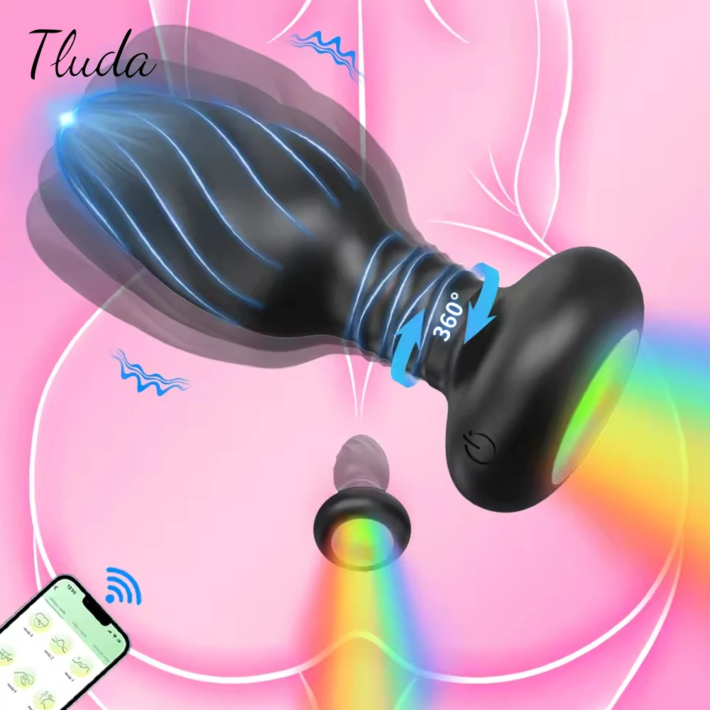 360 °   Rotation Vibrierender LED Butt Plug für Männer Wackeln Prostata Massagegerät Homosexuell APP Anal Vibrator Anal Plug Sexspielzeug für Paare 1