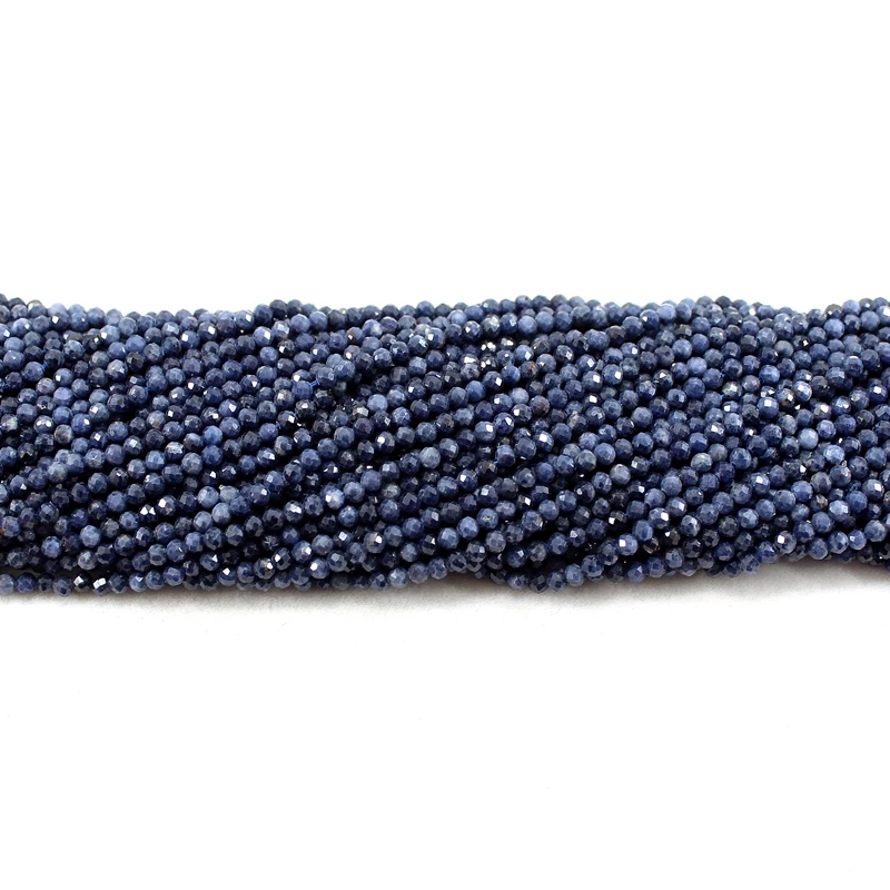 Natural Faceted AA Blue Sapphire Small Tiny Seed 2/3/4/5/6MM High Quality Loose Round Beads For Jewelry Making Bracelet Necklace 2