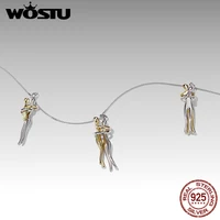 WOSTU – collier avec pendentif en argent véritable 925 pour couple, collier bicolore en argent et or pour lui et pour elle, cadeau de saint valentin 6