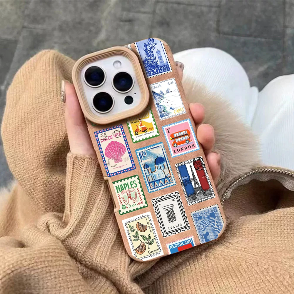Vintage Leather Soft Bumper Phone Case with Stamped Design