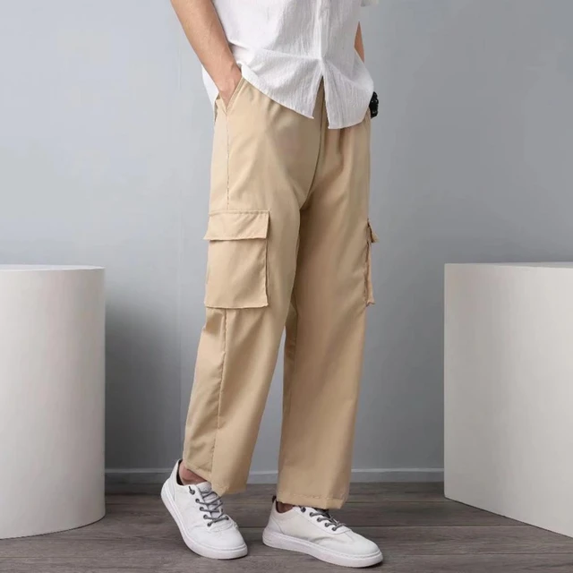 Pantalones Cargo para hombre, pantalón largo holgado, color negro, Y2K,  ropa de calle informal y cómoda - AliExpress