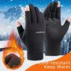 1 Pair Winter Cycling Gloves Men Waterproof Windproof Outdoor Fishing Motorcycle Thermal Touch Anti-Slip Fleece Ski Sport Gloves 1