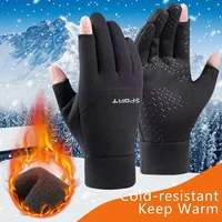 1 Pair Winter Cycling Gloves Men Waterproof Windproof Outdoor Fishing Motorcycle Thermal Touch Anti-Slip Fleece Ski Sport Gloves 1