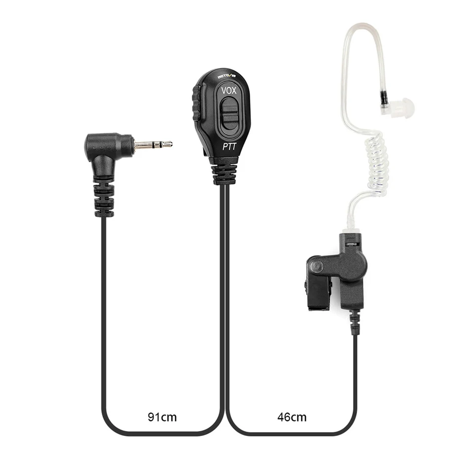 EA101M RT45 Walkie Talkie Headset 2pcs 1Pin Air Acoustic Tube Radio Earpiece VOX