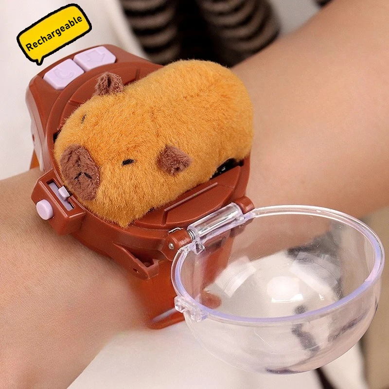 Rabbit Capybara Remote Control Car Watch Toys with Light 2.4G Racing Car Wrist Toy for Kids RC Small Car Interactive Games Toys