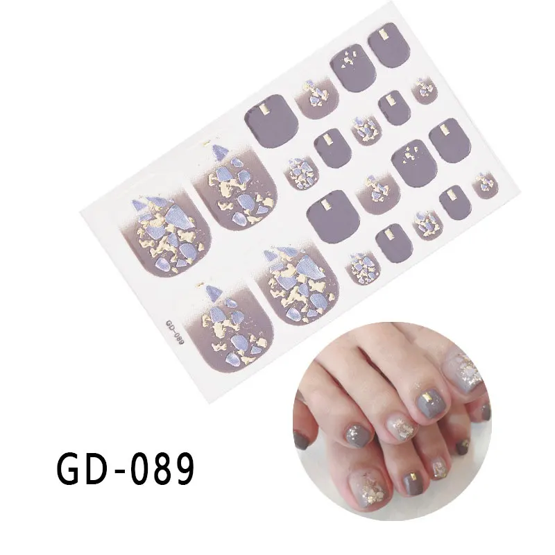 Glitter Sequins Toenail Sticker Full Cover Waterproof Sticker Foot Toenail Tablets Nail Stickers Manicure DIY Nail 22Tips/Sheet nail stickers nail decals nail art decoration