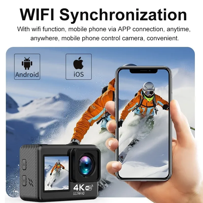 

WIFI Digital Cameras 4K Ultra-Clear VideoHD DV Dual Screen Video Camera Digital Recording Waterproof Anti-Shake Action Camera
