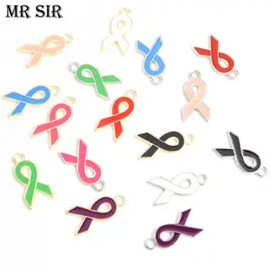 50pcs Silver Color Hope Breast Cancer Awareness Ribbons Charm Letter Charms  for bracelets 18x17mm A608