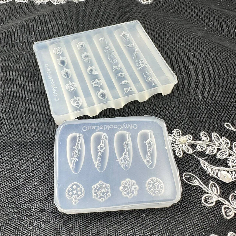 1Pc Strawberry & Flute 3D Relief Silicone Nail Mold - Nail Art Decor Template for DIY Manicure Design Tools