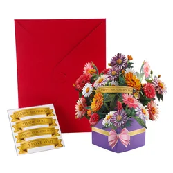 Mother's Day 3D Floral Pop - Up Card and DIY Craft Gift Set (PURPLE)