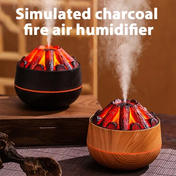 2025 New 300ML Artificial Charcoal Fire Air Humidifier Fine Mist Quiet Operation with Night Light for Home Humidification 1
