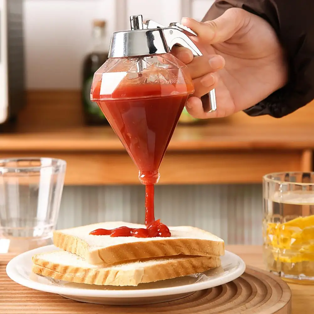 Syrup Dispenser Leakproof Glass Honey Dispenser with Stainless Steel Cover 180ml Shape Syrup Bottle for Olive Oil Sauce Vinegar