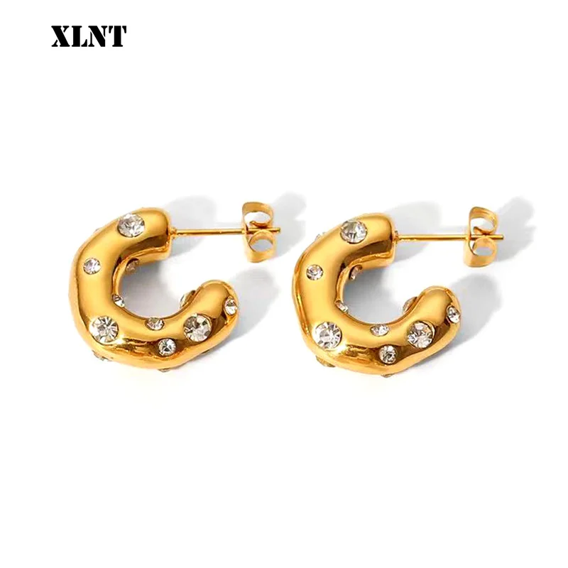 

XLNT New Arrival Gold Color Earrings for Women Wedding Decoration Delicate Design Austria crystal Jewelry Gift Luxury