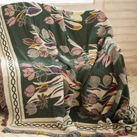 Tulip Flowers Blanket Vintage Throw Sofa Covers Knitted Bedspread Floral Europe Style Outdoor Camping Travel Blankets cobija 3