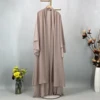 Abaya Ouverte en Mousseline de Soie pour Femme Musulmane, Kaftan Islamique, Caftan Marocain, Robe Modeste, Kimono de Dubaï, Ramadan Kebaya
