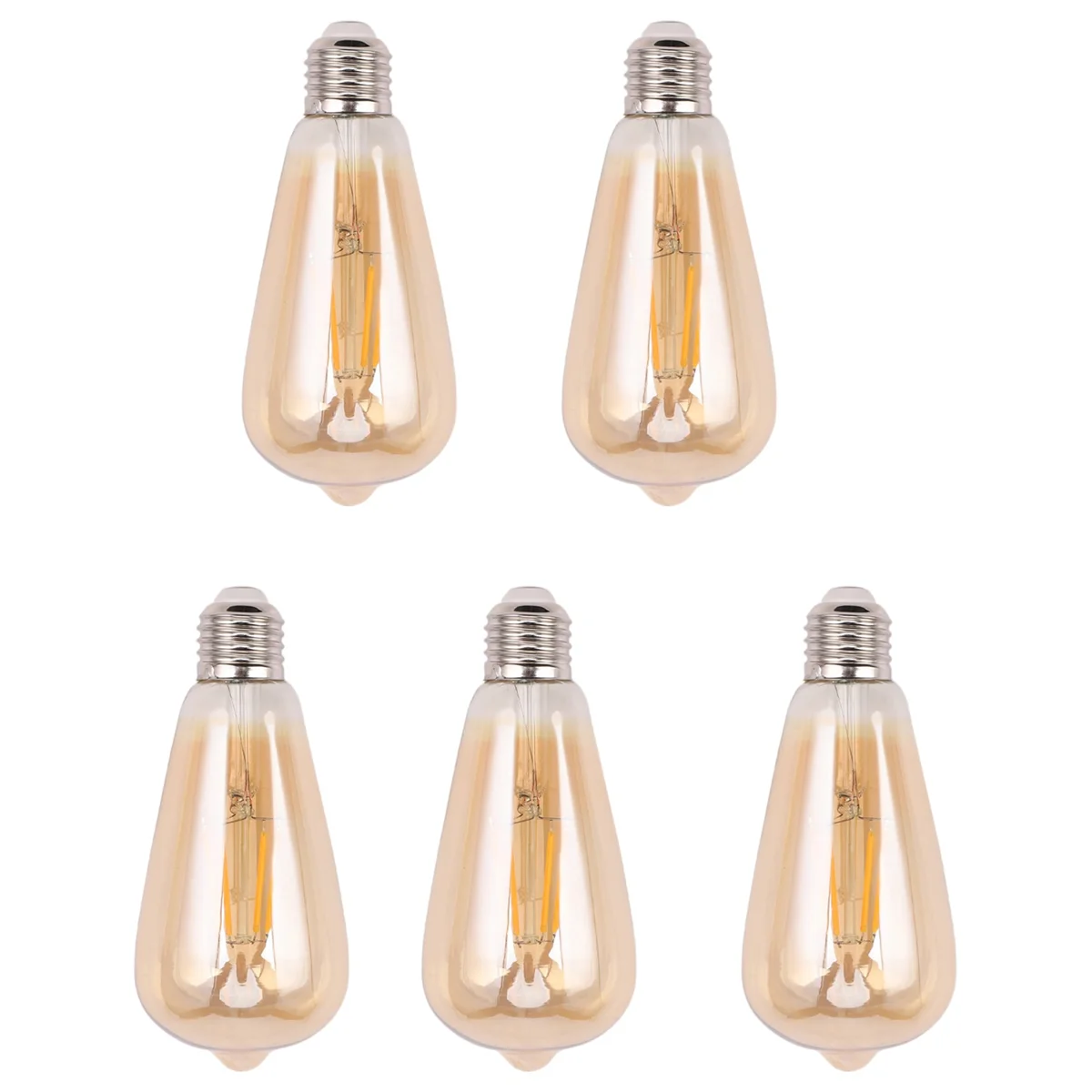 BAAU 5X Dimmable E27 4W Retro Vintage Filament ST64 COB LED Bulb Light Lamp Gold Yellow (2200K) 220V