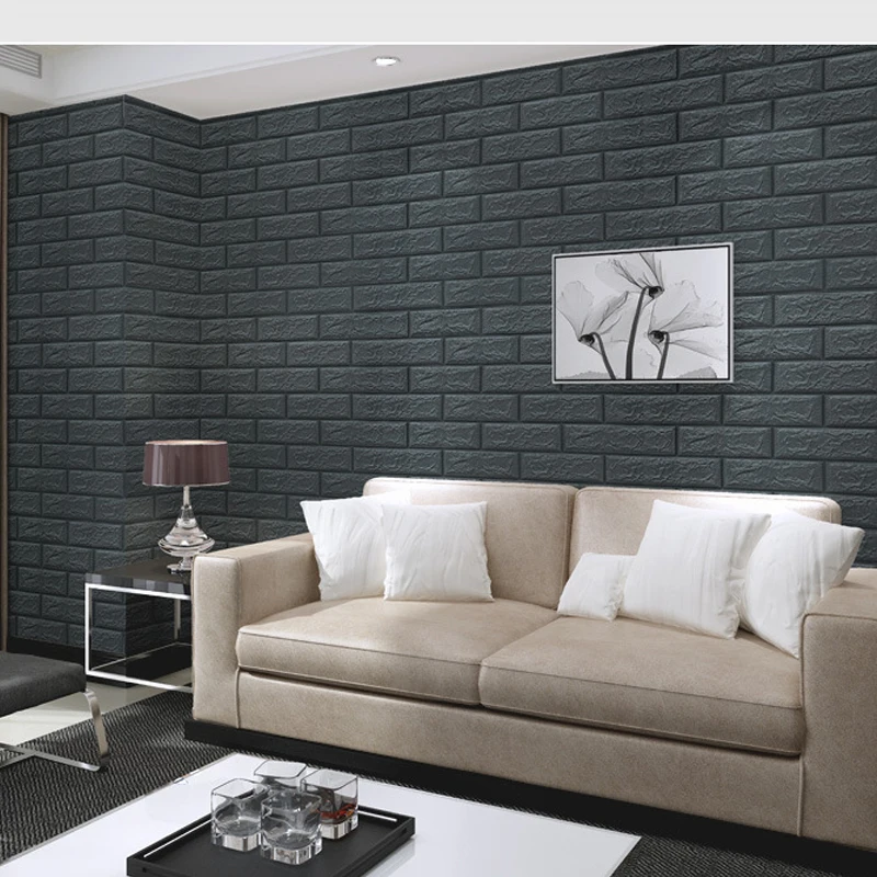 3MM Self-adhesive 3D Brick Wallpaper PE Foam Wall Panels Stickers Waterproof Wallpaper Home Decoration 10/20PCS