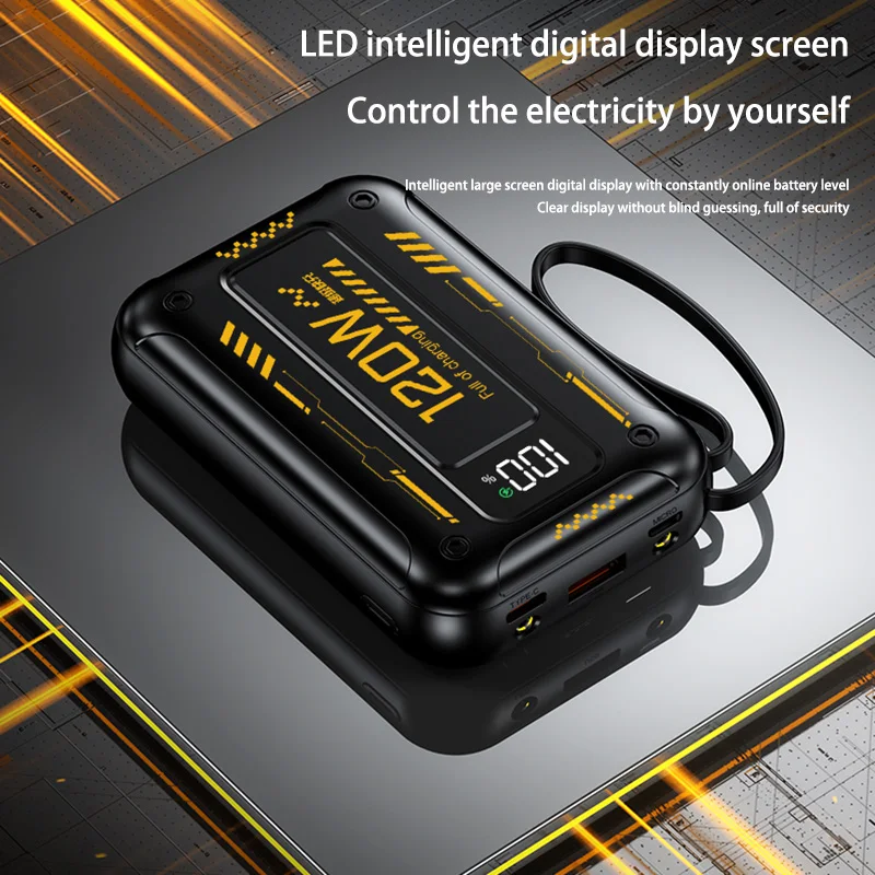 Mini 50000mAh PD20W Super Fast Charging Power Bank Large Capacity Comes with Detachable Two-wire Power Bank for IPhone Samsung 4