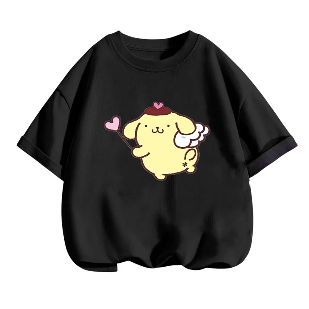 Kawaii Anime Pom Pom Purin Cute Cartoon Short Sleeve T-shirt Summer New Cotton Loose Kids Half-sleeved Top Birthday Gift 3