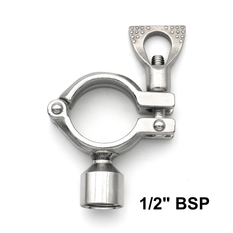 304 Stainless Steel Sanitary Pipe Holder Clamp Type Clips Support Tube Bracket 1/2" BSP Thread OD19 25 27 34 38 51 63 76 102mm