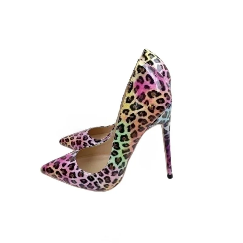 Colorful Leopard Print Stiletto High Heels Shoes