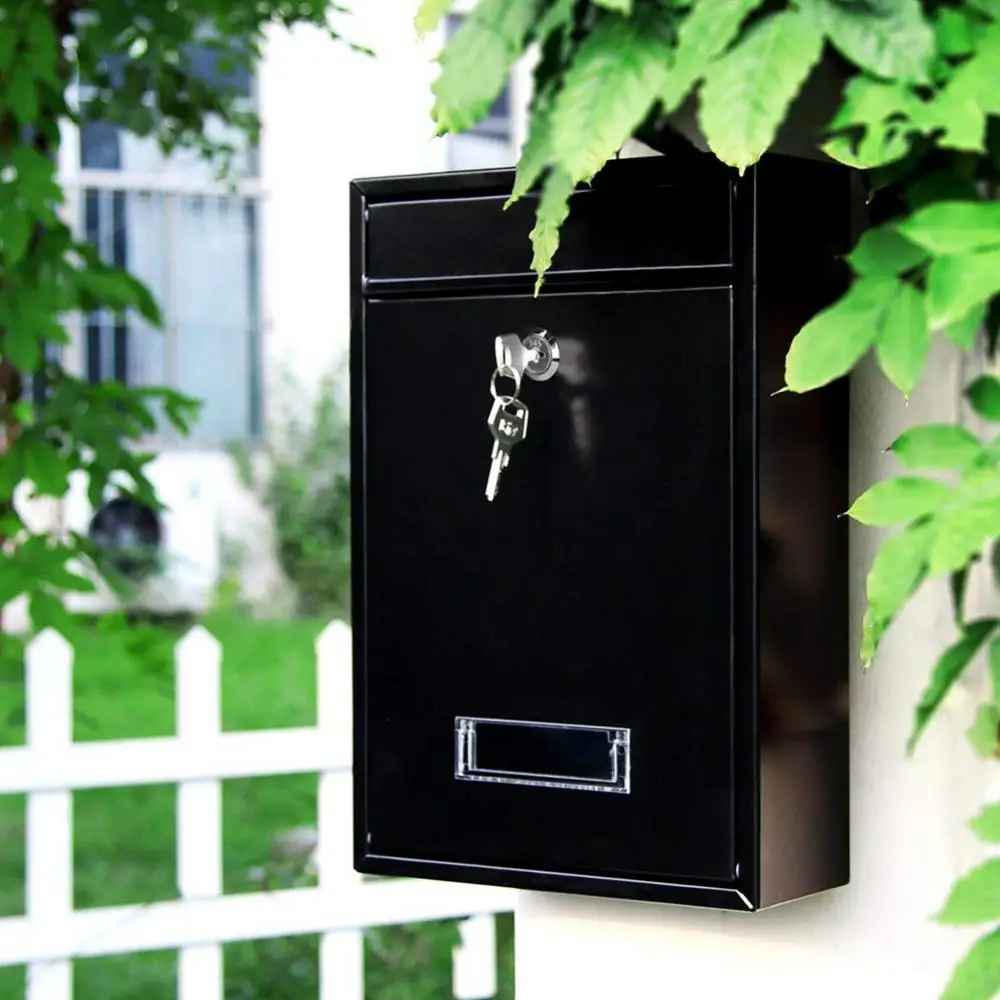 Outdoor Lockable Wall Mounted Hanging Iron Post Letter Box Mailbox with Key