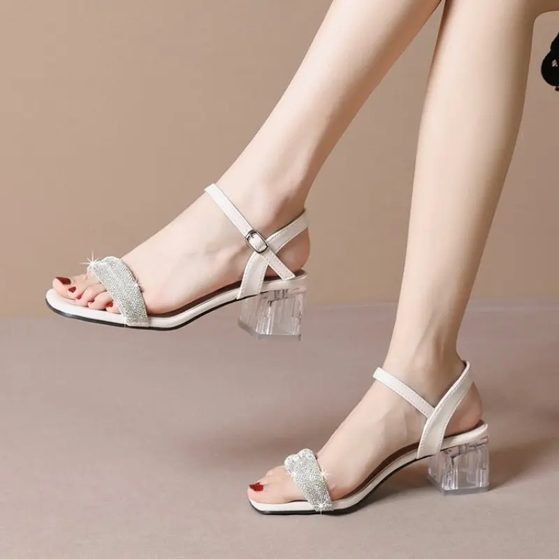

High Heels 2023 New Hot Style Sandals Women's Thick Heels All-match Summer Fashion Outwear Sandalias De Mujer Fashion Casual 40