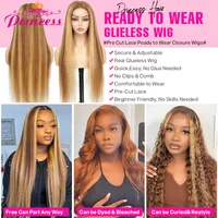 Princess Hair-Perruque sans colle de cheveux humains pré-épilés, perruque droite en surbrillance, perruque prête à porter, HD Lace Frmetals 4