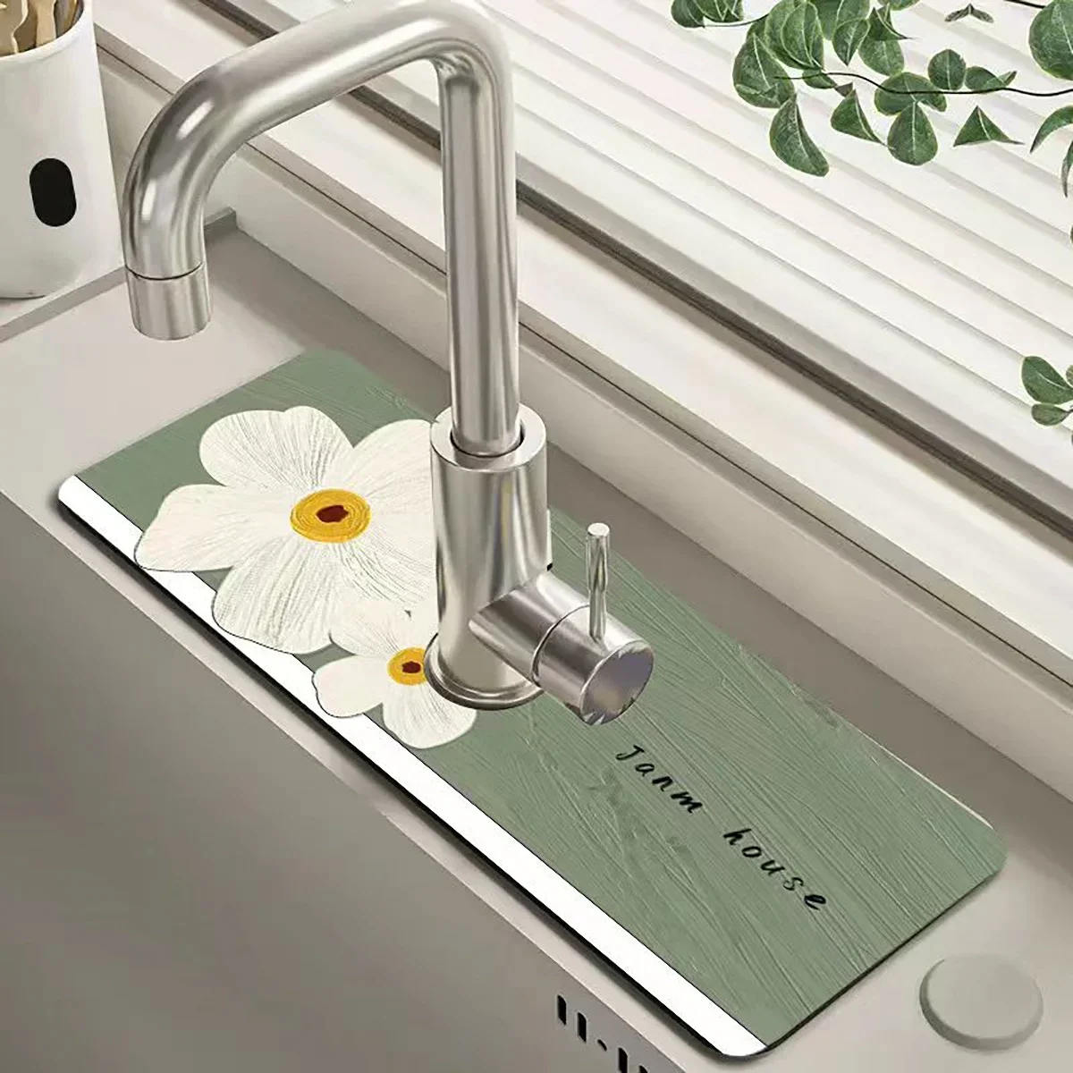 Retro Faucet Drain Pad Self-priming Kitchen Countertop Drain Mat Diatom Mud Wipeable Anti-slip Mat Absorbent Dish Drying Mat