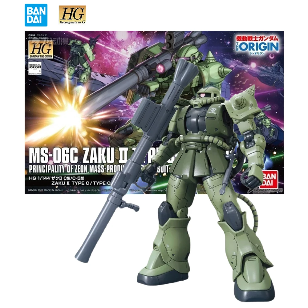 

Original Bandai Gundam HG 1/144 MS-06 Zaku 2 Type C-5 Model Kit Assemble Action Anime Figures Toys Collectible Gifts for Boys