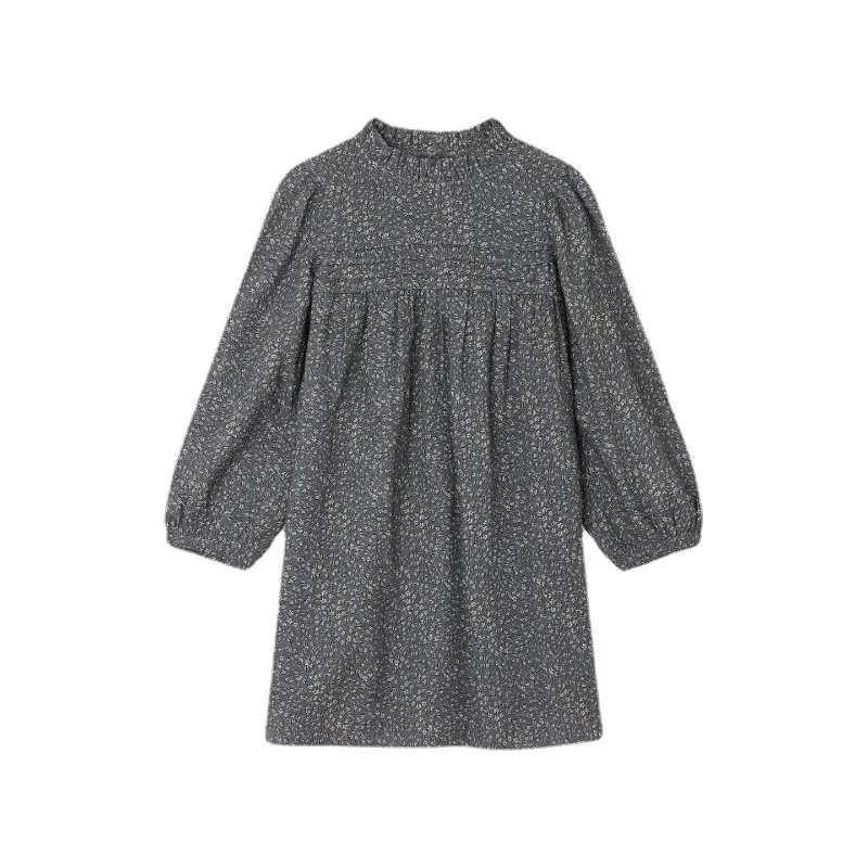 

23 Autumn/Winter Girls French Floral Dress Lantern Sleeve Pleated Lolita Style Stand-up Collar Long Dress