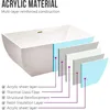 59" X 30" Acrylic Freestanding Bathtub | Home Improvement Bathtubs with Contemporary Design for Soaking and Bathing 4