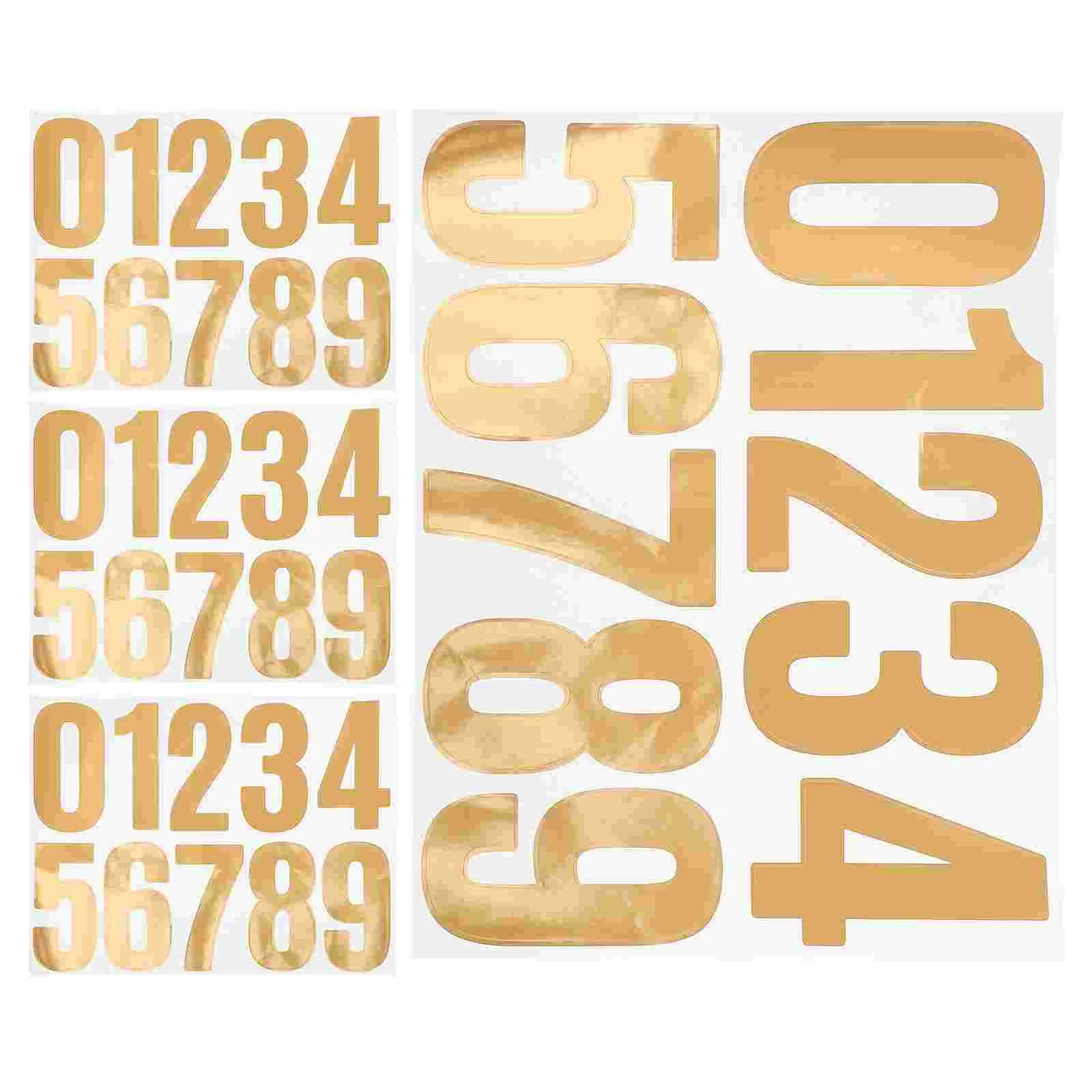 4 Sets Digital Stickers Address Signs for Houses Numbers 2900X2200X010CM Mailbox Post Golden outside