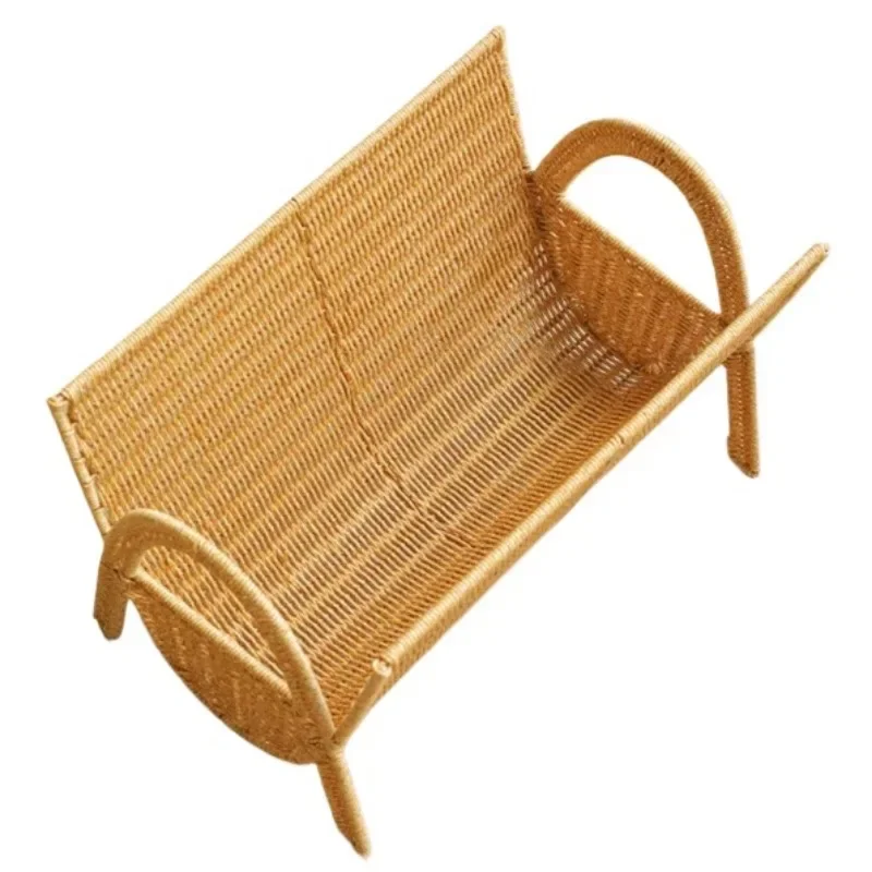 Kens Hand Woven Vertical Magazine Living Room Floor To Ceiling Small Bookshelf, Imitation Rattan Light Luxury Book, Storage