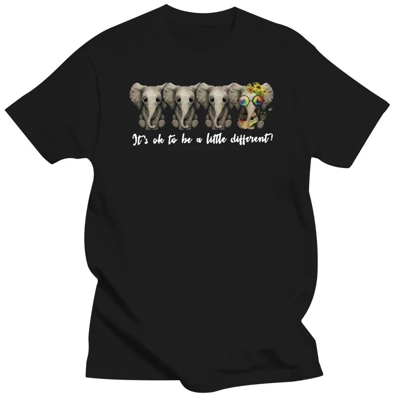 

Summer T shirt For Men humor tshirt Elephant Hippie It&#39S Ok To Be A Little Different Black Tshirt M 6Xl Unisex round neck top