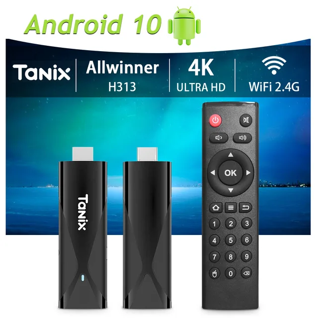 TANIX TX8 Smart TV Box Android 10 TV Stick Allwinner H313 2GB 16GB 2.4G WIFI 4K MINI TV Dongle