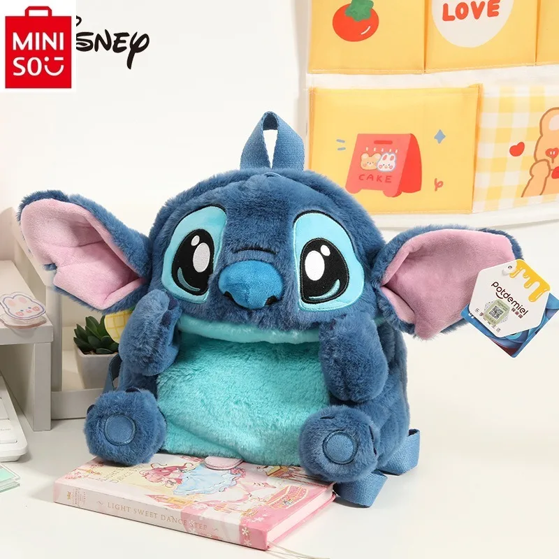 MINISO Disney Cartoon Stitch Plush Decoration Backpack for Women's Fashion, Sweet, Cute, High Quality Storage Phone Bag