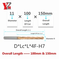 YZH 100mm 150mm Carbide Machine Reamer HRC60 Coated Spiral Groove Tolerance H7 Harened Steel Metal Cutter CNC Turning Hole 2