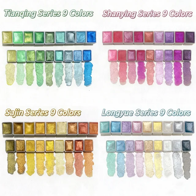20-180Colors Metal Watercolor Painting Set, New Portable Box With Sparkling Pearl Solid Watercolor Painting, Art Supplies 1